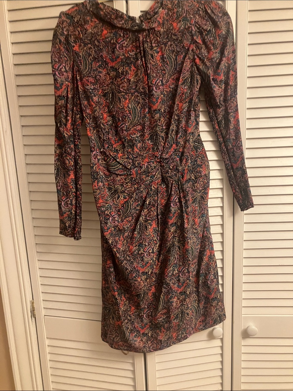 Rebecca Taylor Long-Sleeve Paisley Dress in Black and Red